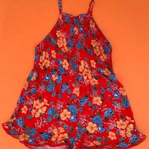 red floral romper